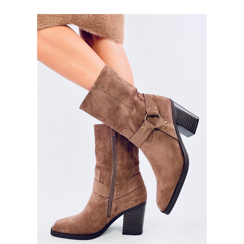 Santiags en daim kaki brun 1