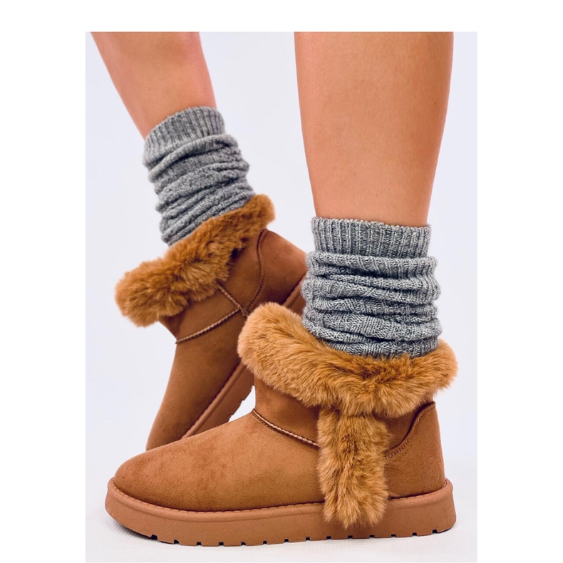 Bottines courtes en émeus avec fourrure Sissoi Camel - Inello brun 1