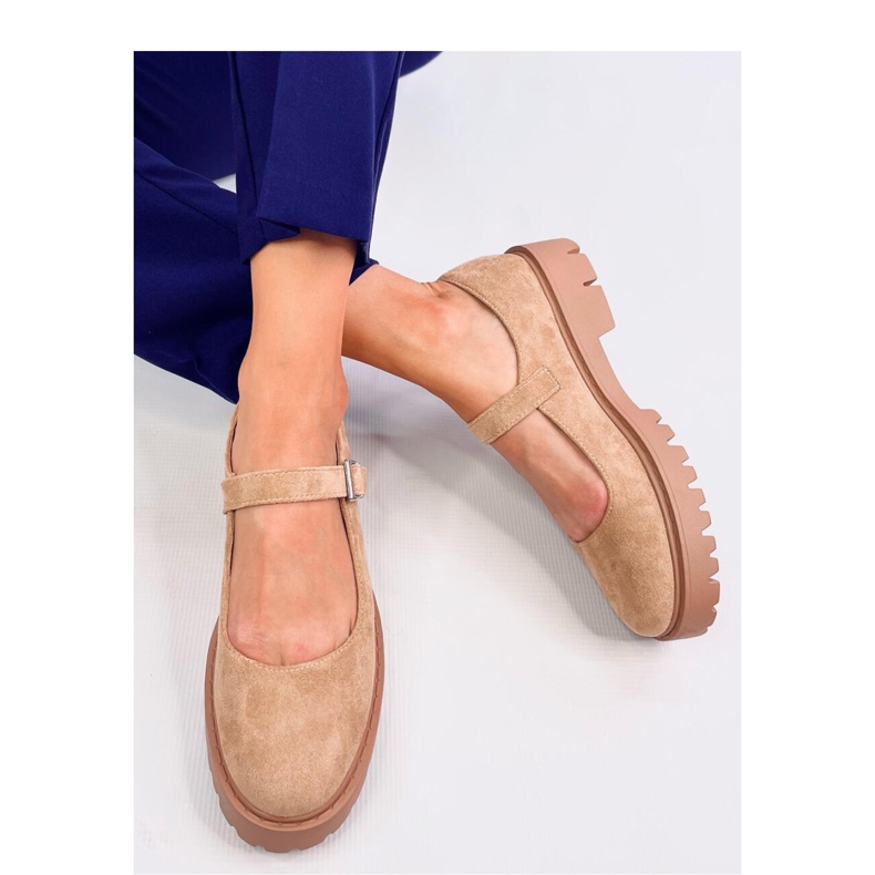 Holmess Ballerines plateforme à lanières kaki - Inello beige 1