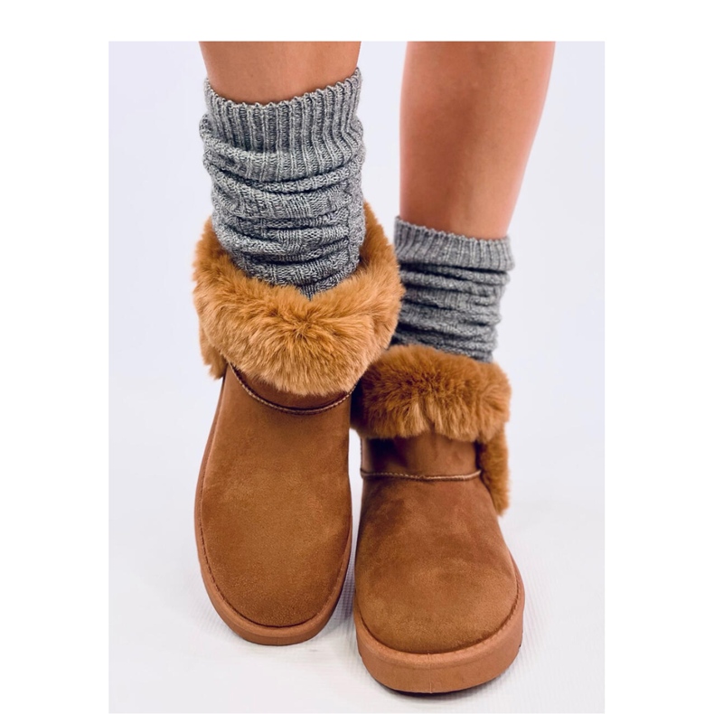 Bottines courtes en émeus avec fourrure Sissoi Camel - Inello brun 2