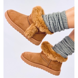Bottines courtes en émeus avec fourrure Sissoi Camel - Inello brun 3