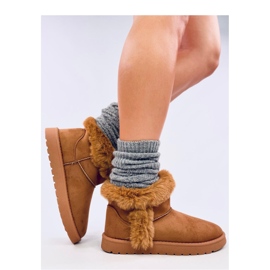 Bottines courtes en émeus avec fourrure Sissoi Camel - Inello brun 4