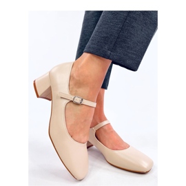 Escarpins à talons hauts style Mary Jane Beige 1