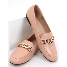 Mocassins femme nude avec chaîne beige 1