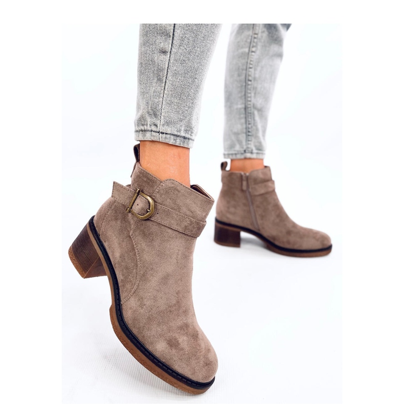 Duncans Bottines à talons bas kaki - Inello beige 2