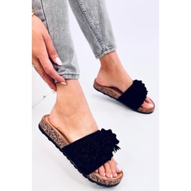 Sandale Tongs en liège à fleurs Sebill Noir - Inello le noir 1