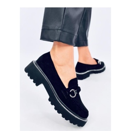 Sheady Mocassins en daim noir à semelle haute - Inello le noir 2
