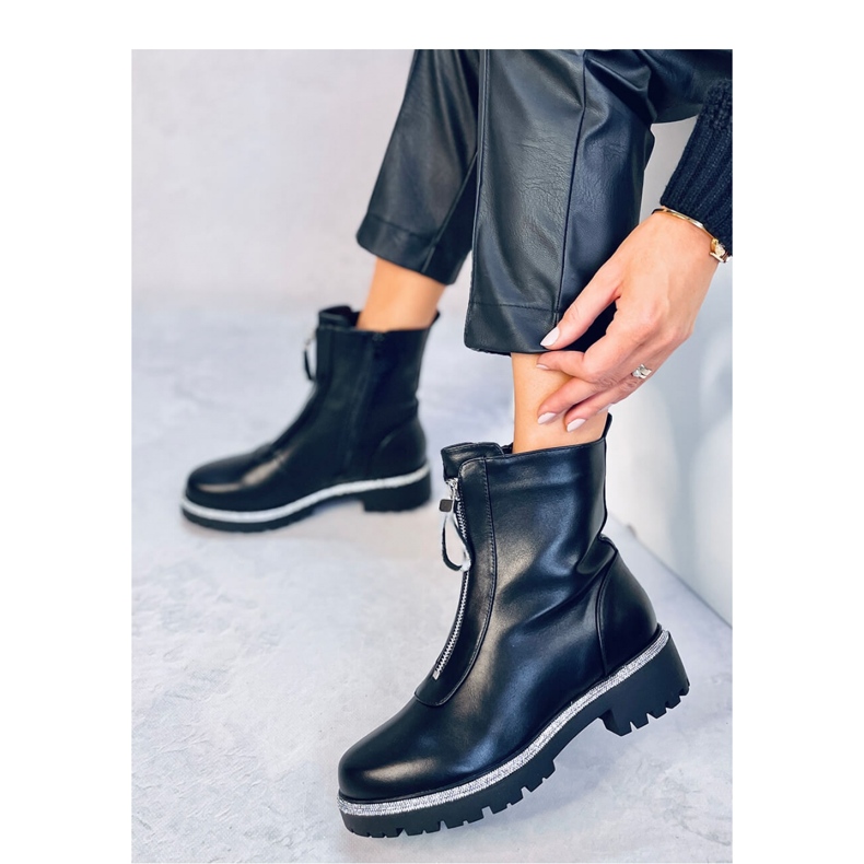 Teah Bottines noires avec zircons cubiques - Inello le noir 2