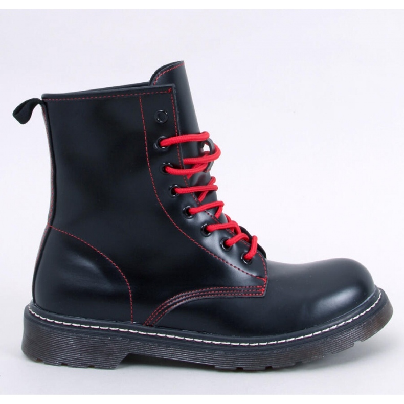 Bottines à lacets avec fil coloré Stuff Blackred - Inello noir 1