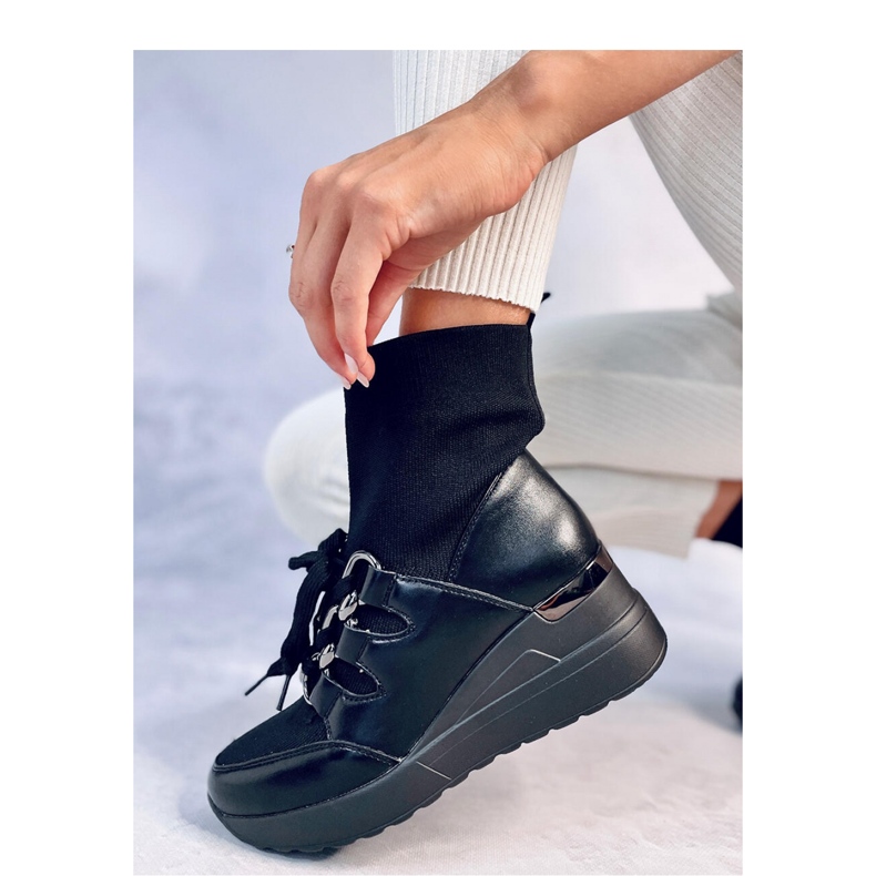 Kaye Bottines compensées noires avec tige élastique - Inello le noir 1