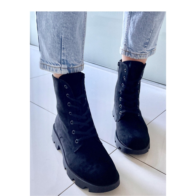 Pansy Bottes de travail en daim noir - Inello le noir 1