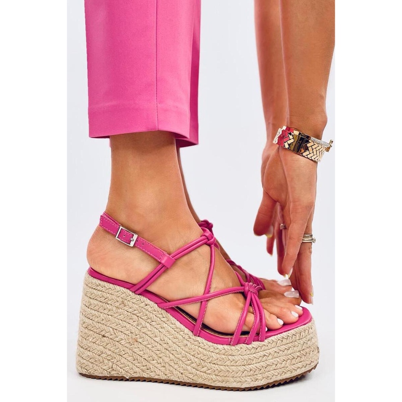 Pascai Sandales espadrilles compensées fuchsia - Inello rose 1