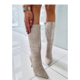 Bottines aiguilles classiques en daim Marissa Kaki - Inello beige 3