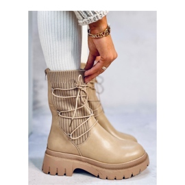 Willet Bottines chaussettes kaki - Inello beige 2