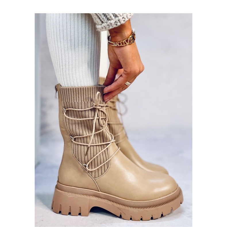 Willet Bottines chaussettes kaki - Inello beige 2