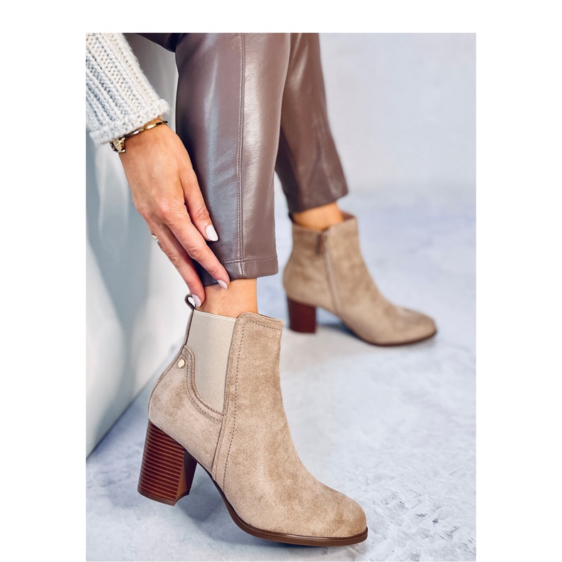 Bottines classiques à talons Rosey Kaki - Inello beige 2