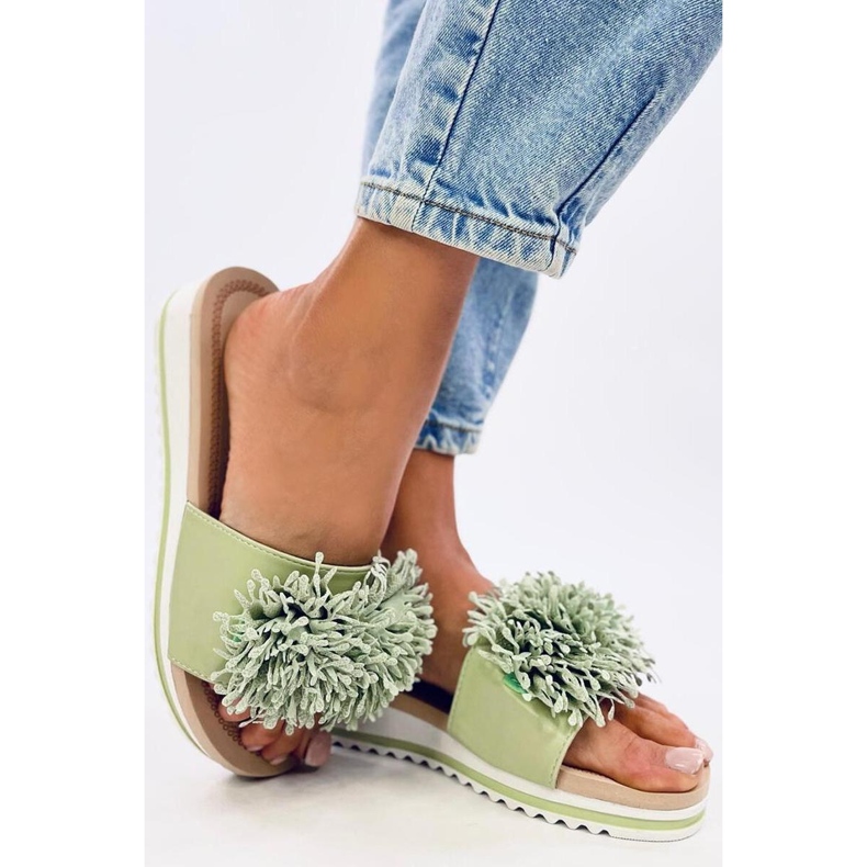 Sandale Mules compensées à fleurs Ragnes Vert Clair - Inello 1
