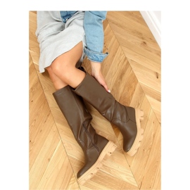 Boots kaki QT21P Army Green à semelle épaisse - Inello vert 2