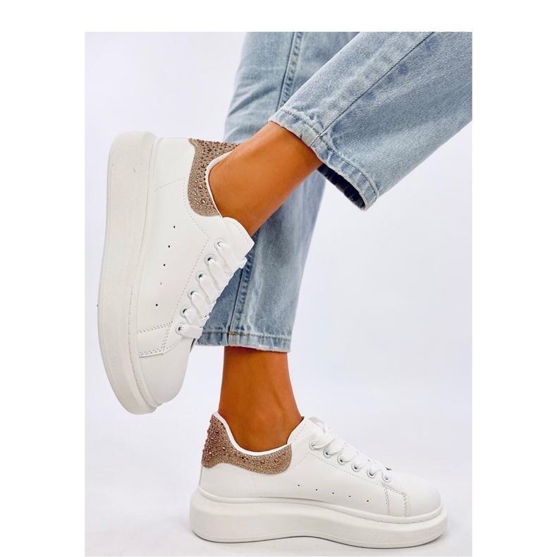 Baskets à plateforme Parkss BLANC/GOLD avec strass - Inello 1