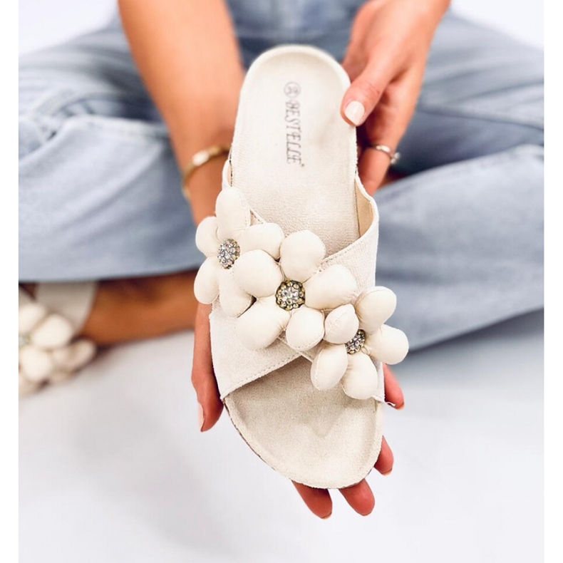 Sandale Tongs en liège à fleurs coussin Charss Beige - Inello 1