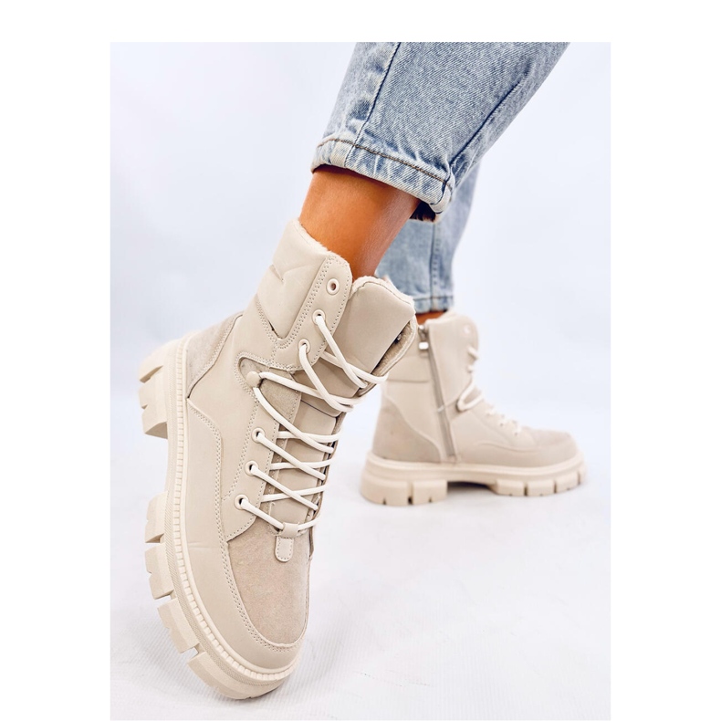 Torey Bottines isolées à lacets blanches - Inello beige 1