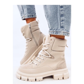 Torey Bottines isolées à lacets blanches - Inello beige 3