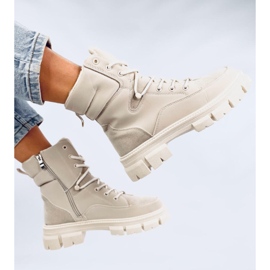 Torey Bottines isolées à lacets blanches - Inello beige 4