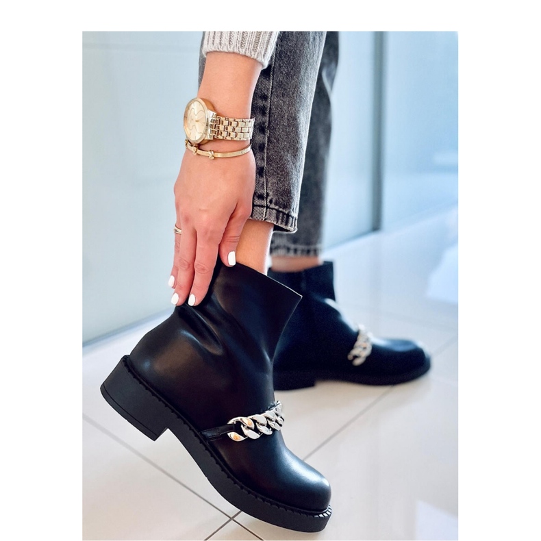 Bottines femme avec chaîne Foster Noir - Inello 1