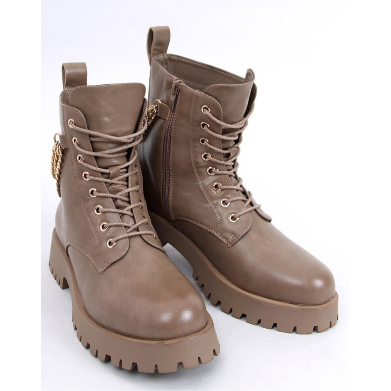 Kb9393 Bottines bovver Tokyo Kaki avec chaînes - Inello brun 1