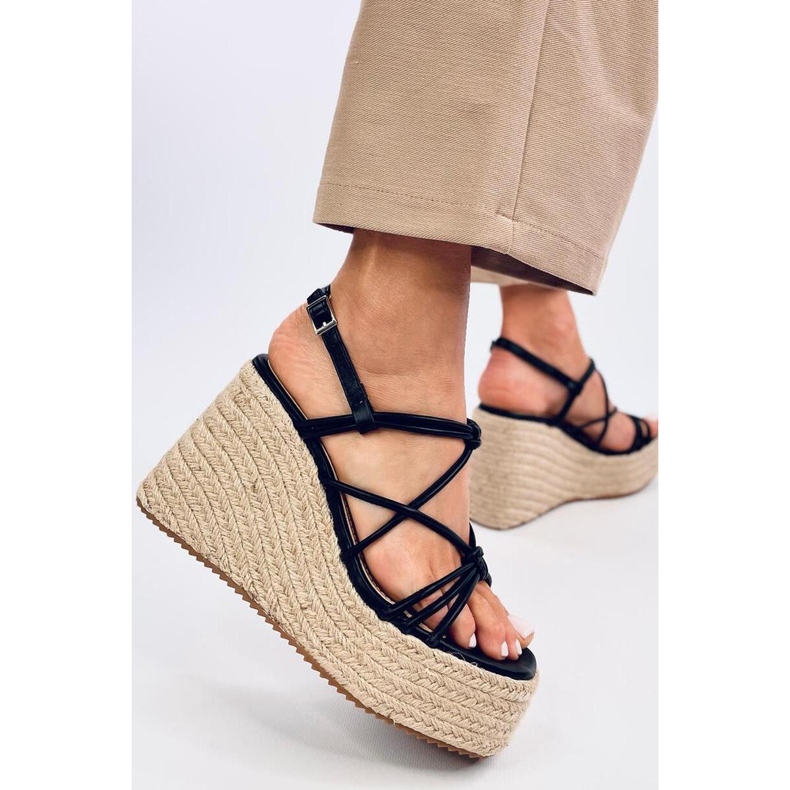 Pascai Sandales espadrilles compensées noires - Inello le noir 1