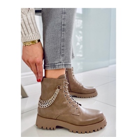 Kb9393 Bottines bovver Tokyo Kaki avec chaînes - Inello brun 2