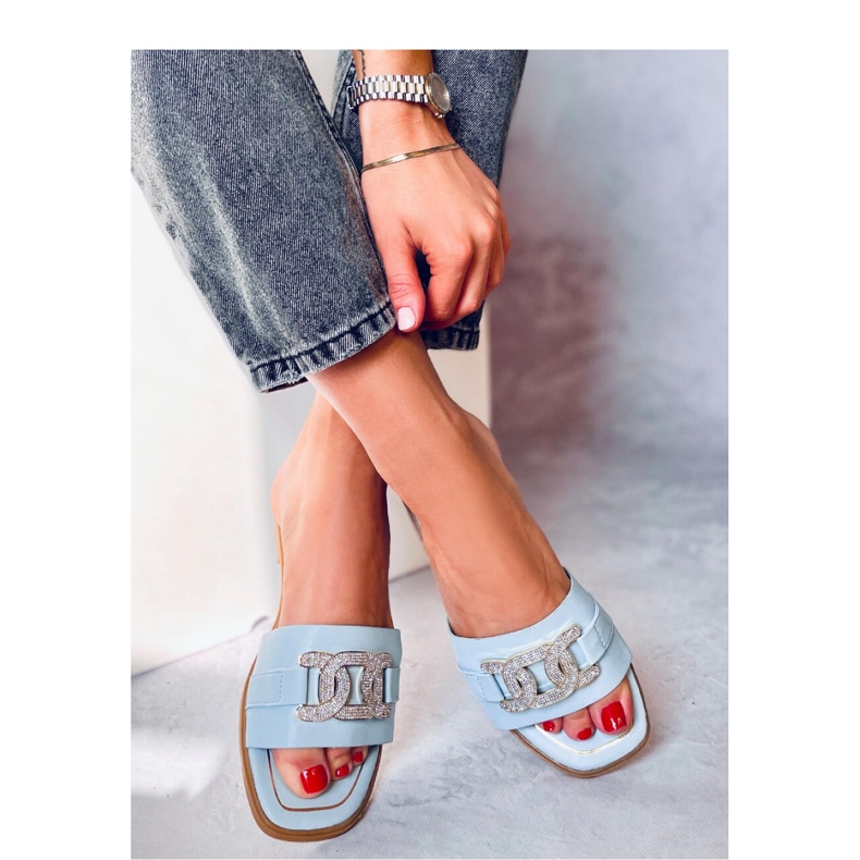 Sandale tongs strass bleu Mille - Inello 1 Sandale tongs strass bleu Mille - Inello 1