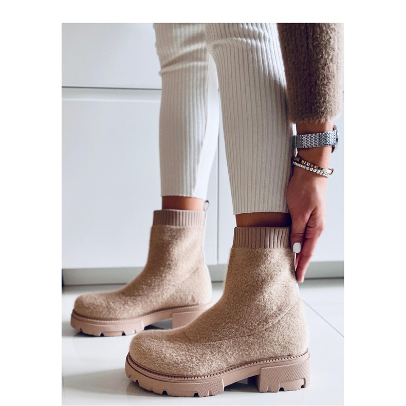 Roanna Bottines chaussettes kaki - Inello beige 2