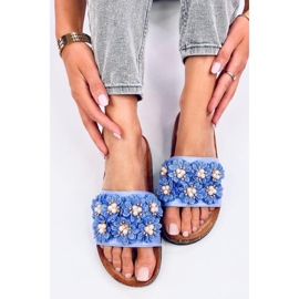Emiles Tongs en liège bleu à fleurs - Inello 1