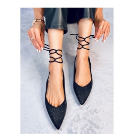 Vonda Ballerines noires à talon ouvert avec strass - Inello 1