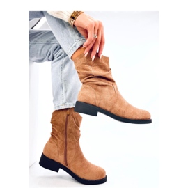 Bottines plates Vashtis en daim camel - Inello brun 1
