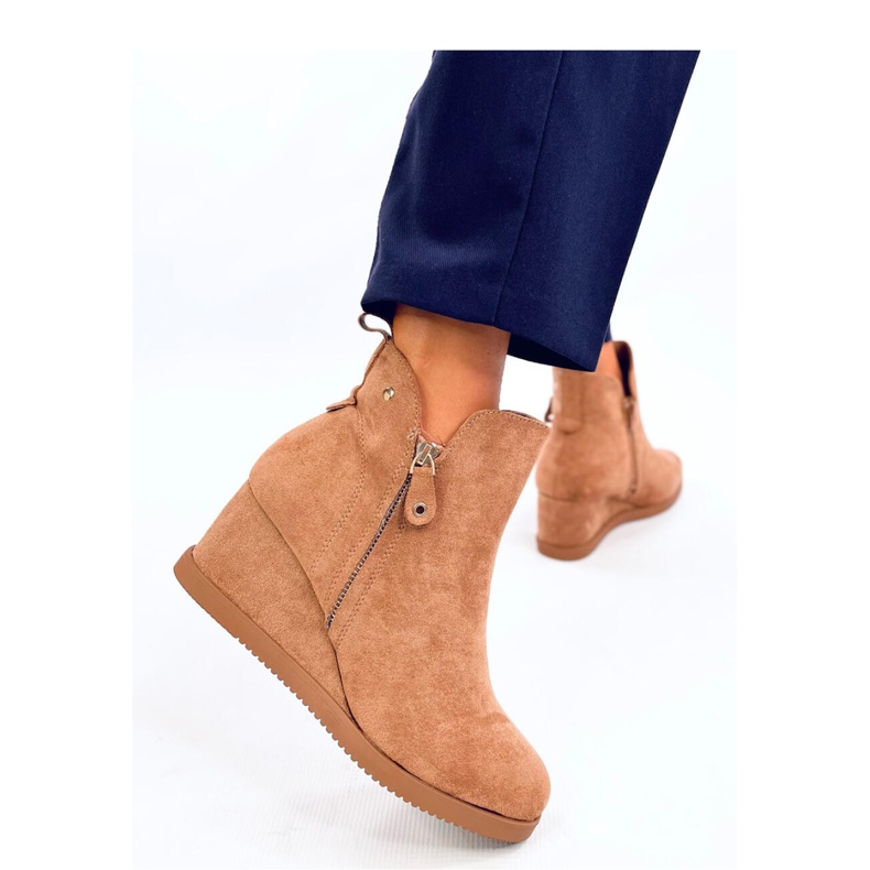 Bottines compensées en daim Paxten Camel - Inello brun 1