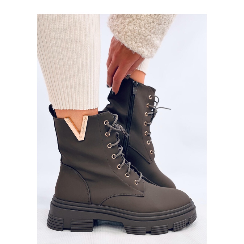 Bottines à lacets militaires Clend Kaki - Inello vert 1