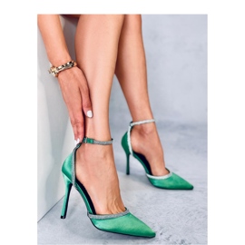 Escarpins talons aiguilles verts Conway avec strass - Inello 3