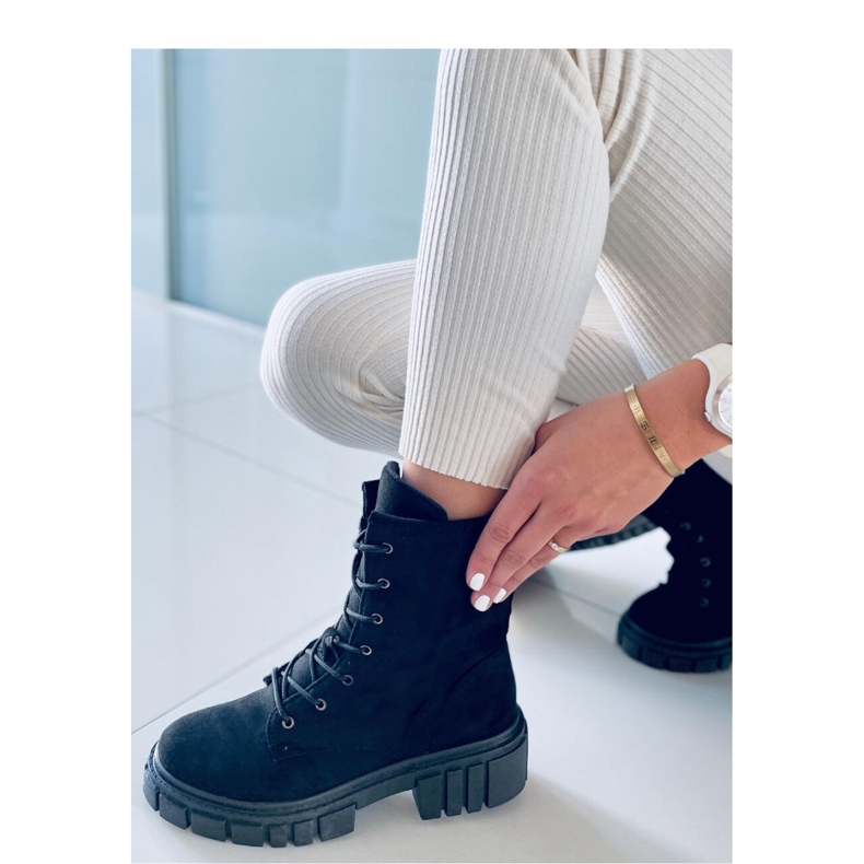 Kelis Bottines à lacets noires - Inello 2