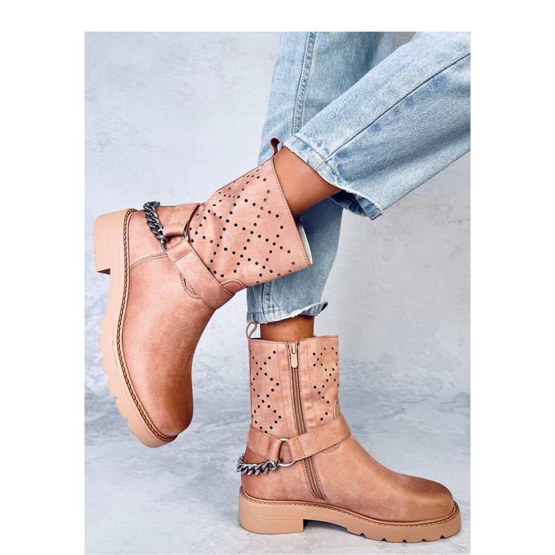 Issey Bottines ajourées kaki - Inello beige 2