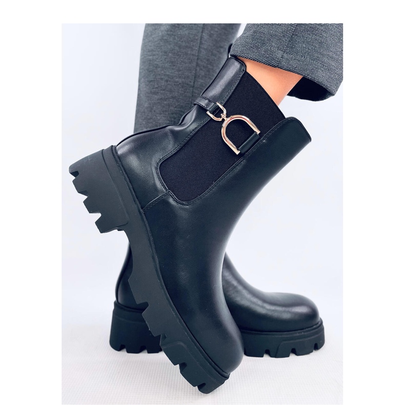 Regane Bottines Chelsea montantes noires - Inello le noir 1
