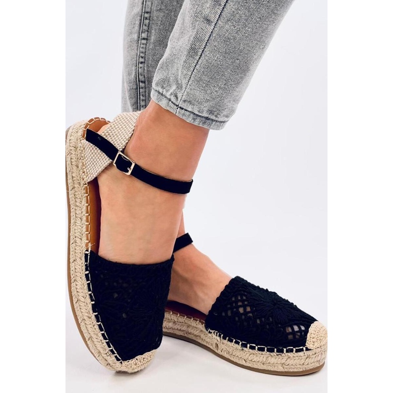 Premat Sandales espadrilles ajourées noires - Inello le noir 1