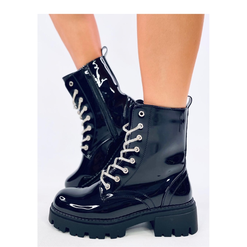 Bottines bovver laquées Quanes Miroir - Inello le noir 1