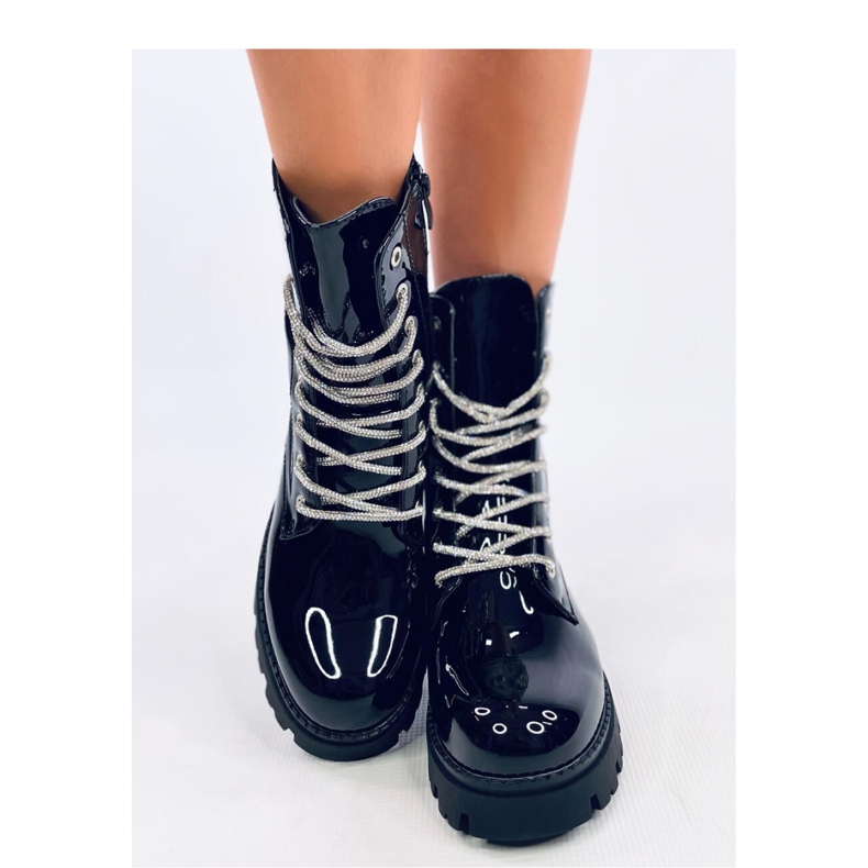 Bottines bovver laquées Quanes Miroir - Inello le noir 2