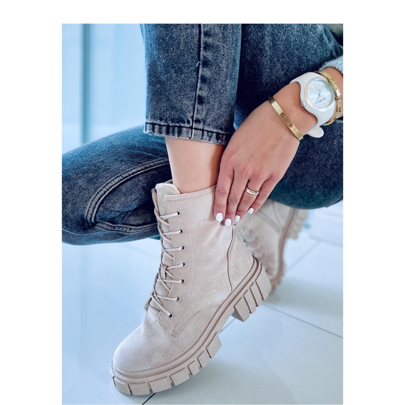 Kelis Bottines à lacets beiges - Inello 2