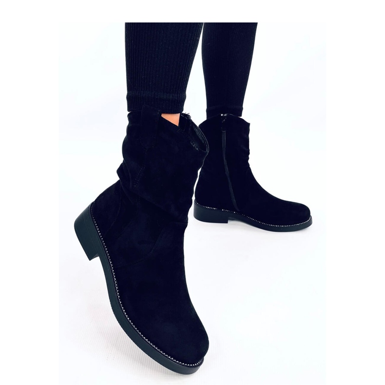 Vashtis Bottines plates en daim noir - Inello le noir 1