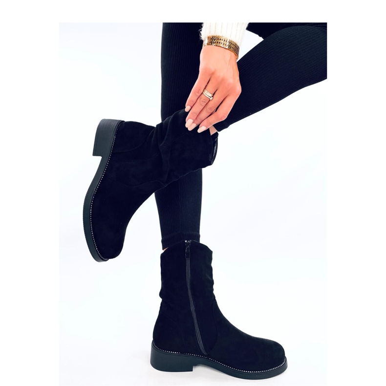 Vashtis Bottines plates en daim noir - Inello le noir 2