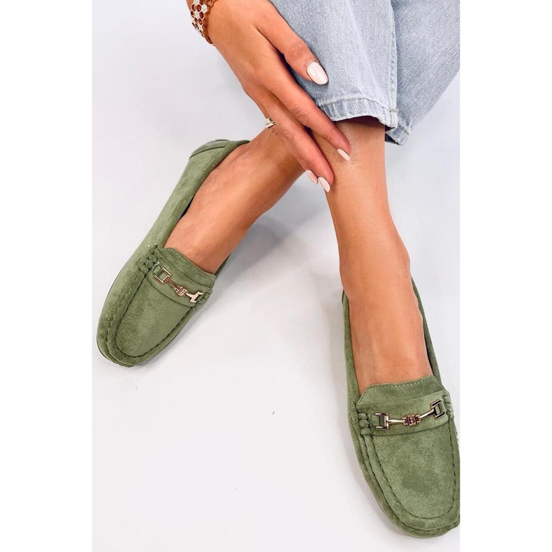 Mocassins femme en daim Sourd L.GREEN - Inello vert 1