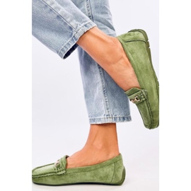 Mocassins femme en daim Sourd L.GREEN - Inello vert 2